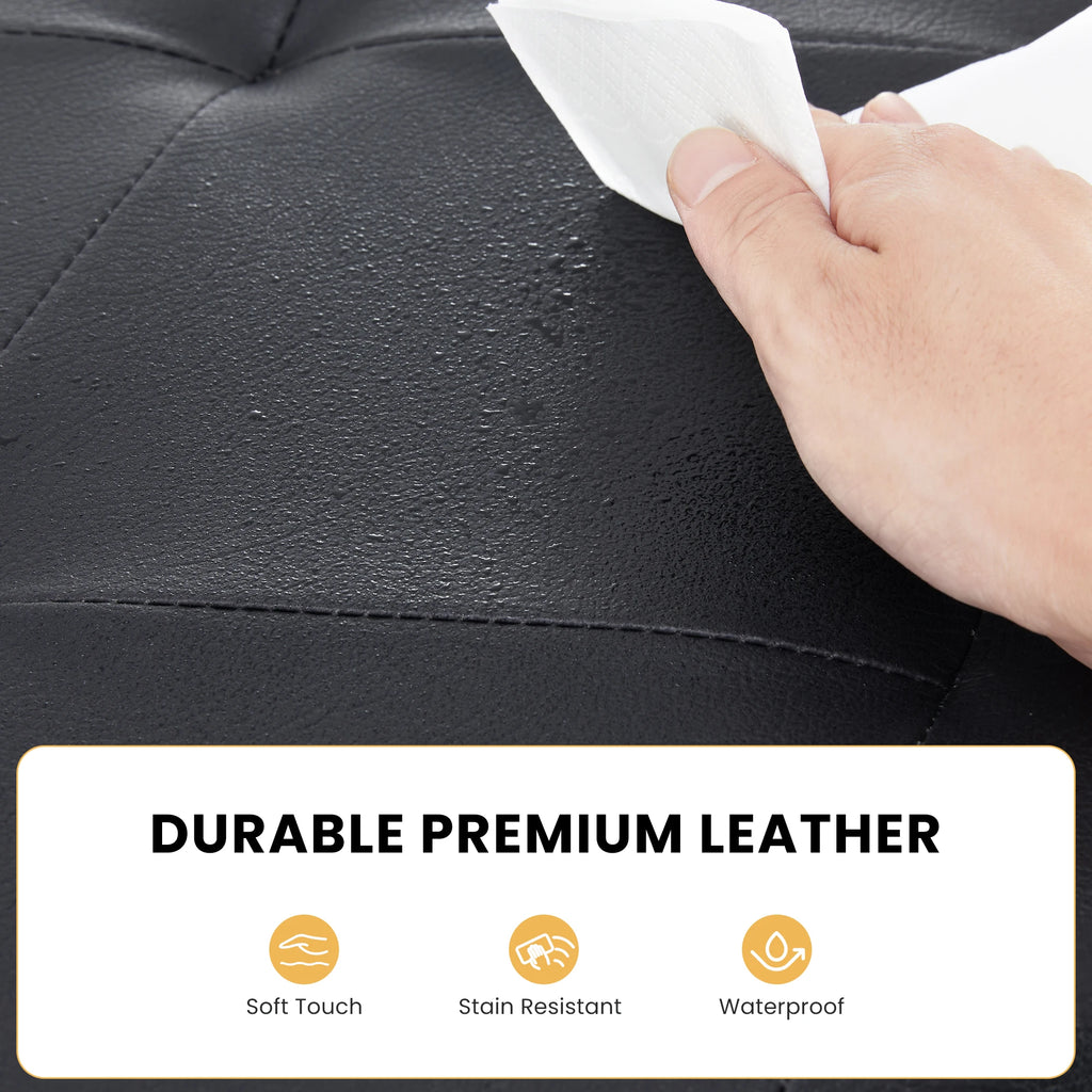 JHK 43IN Leather Folding Ottoman/Footrest Storage 660 lbs