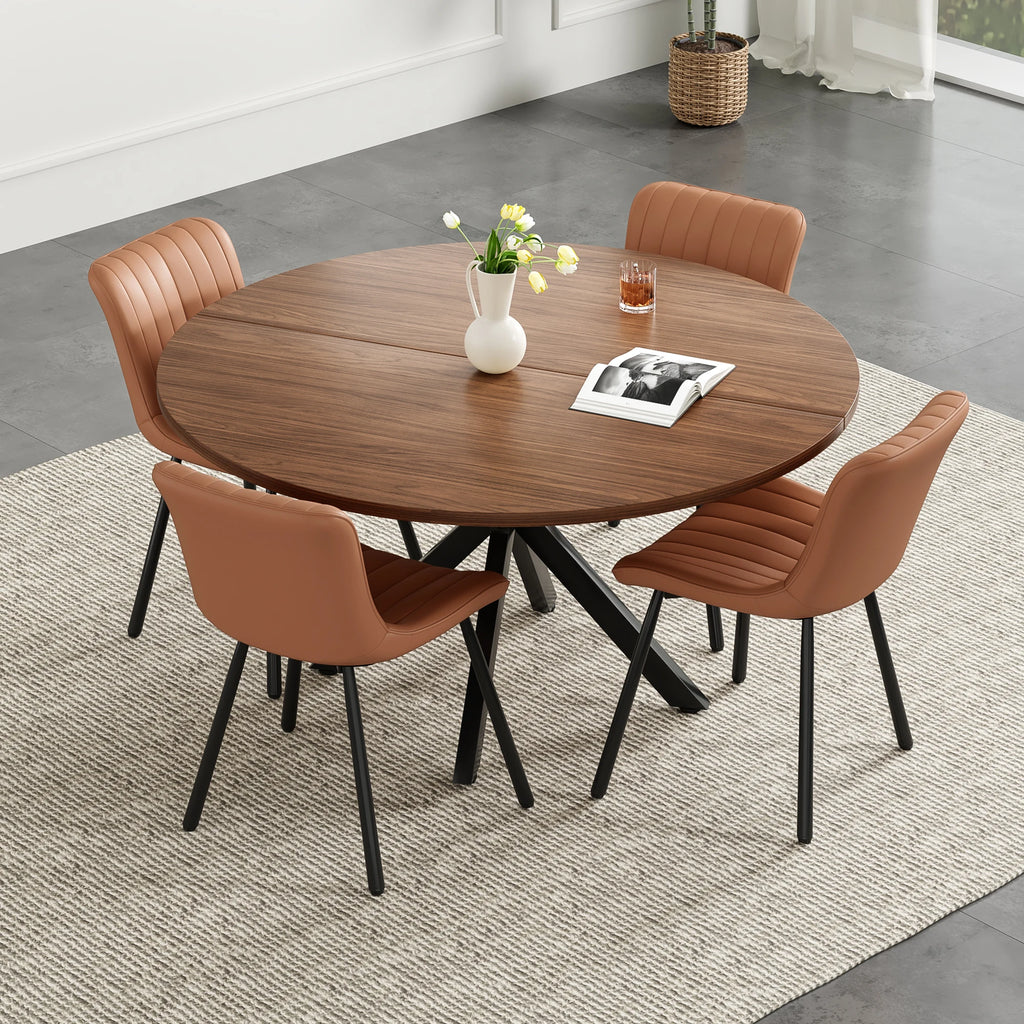 47.2" Solid Wood Farmhouse Round Dining Table for 4-6 People