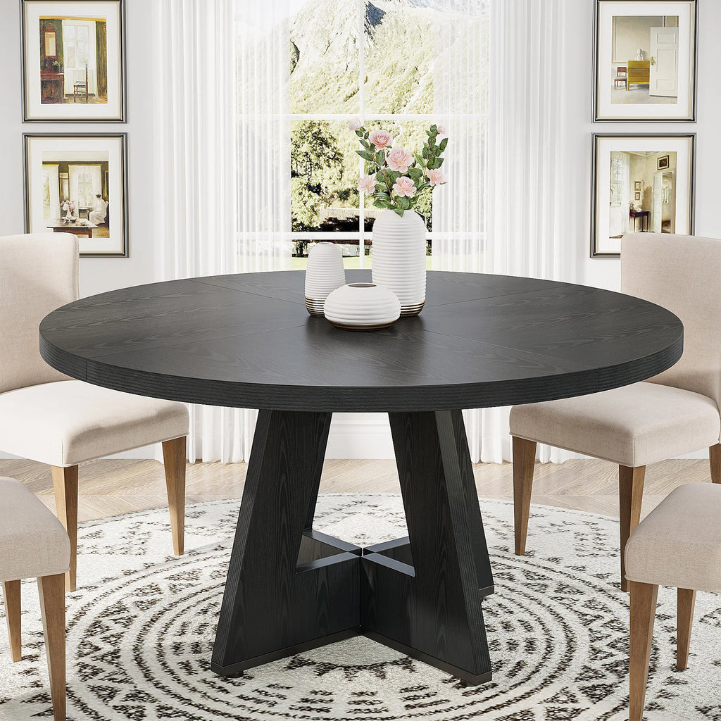 Round Dining Table, 4, 47IN Small Dinner Table