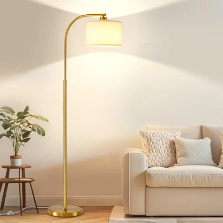 65" Tall Floor Lamp Modern Standing w/9W LED Bulb, Fabric Shade