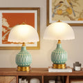 Vintage Gold Table Lamp, 40.64cm, Chinese Green Glass Lamp