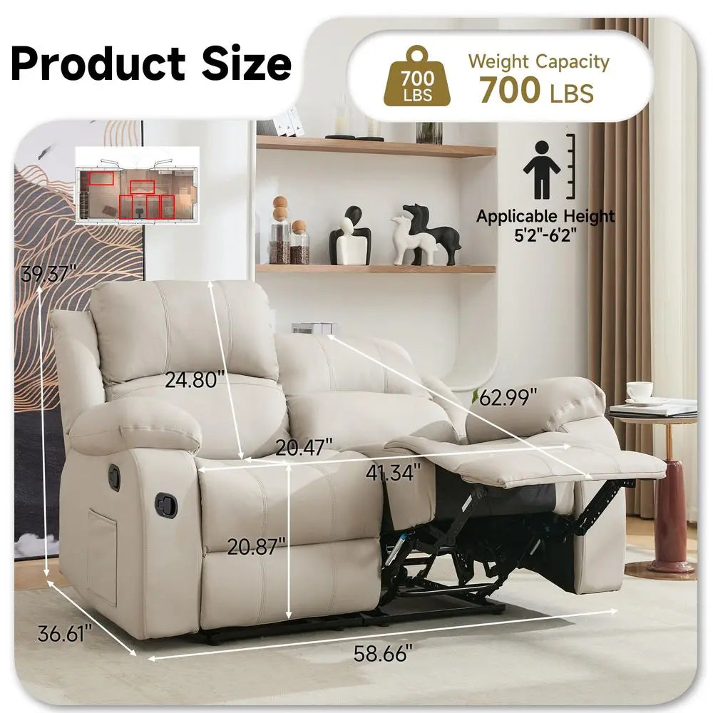 Loveseat Sofa Leather Recliner Couch 2-Seater Sofa