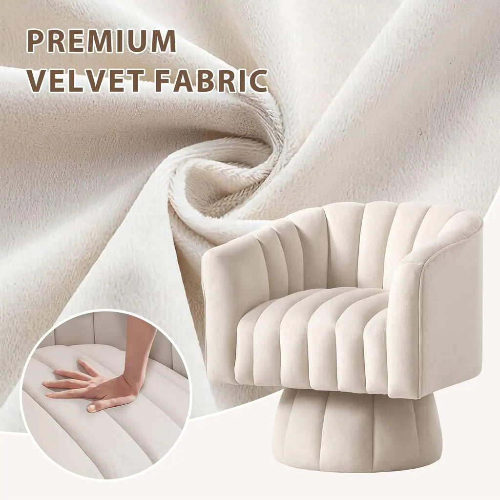 360° Swivel Barrel Chair, Wide Upholstered Velvet Fabric