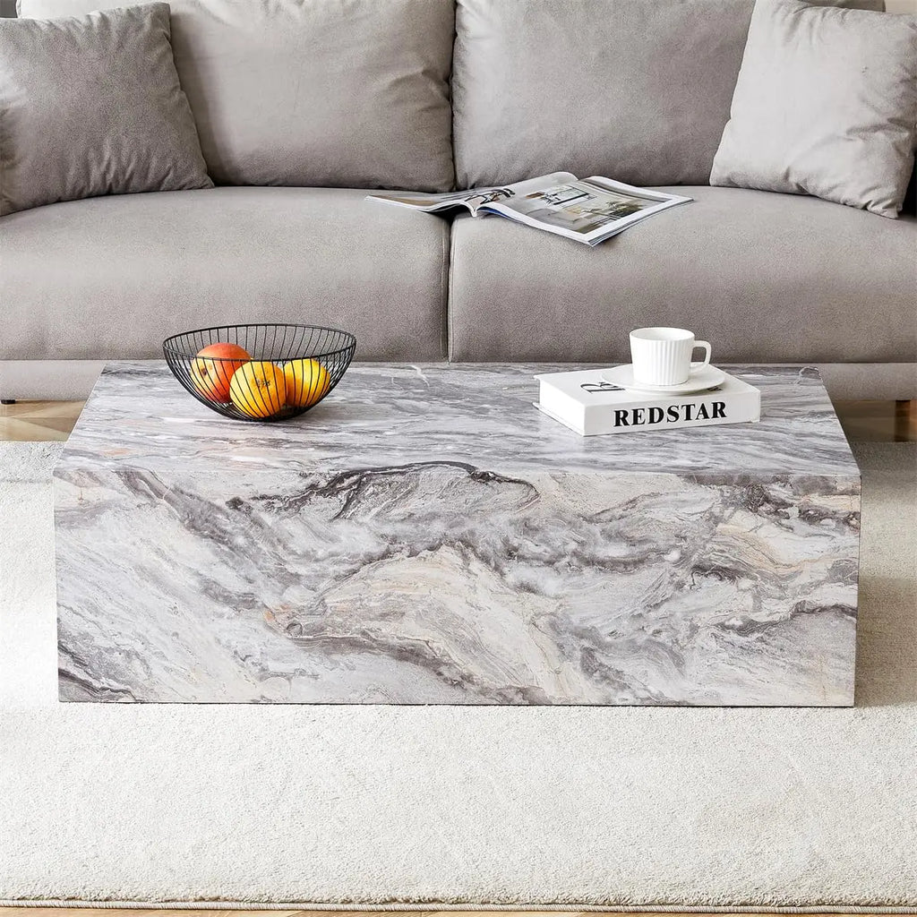 Coffee Table, Modern Faux Marble Table