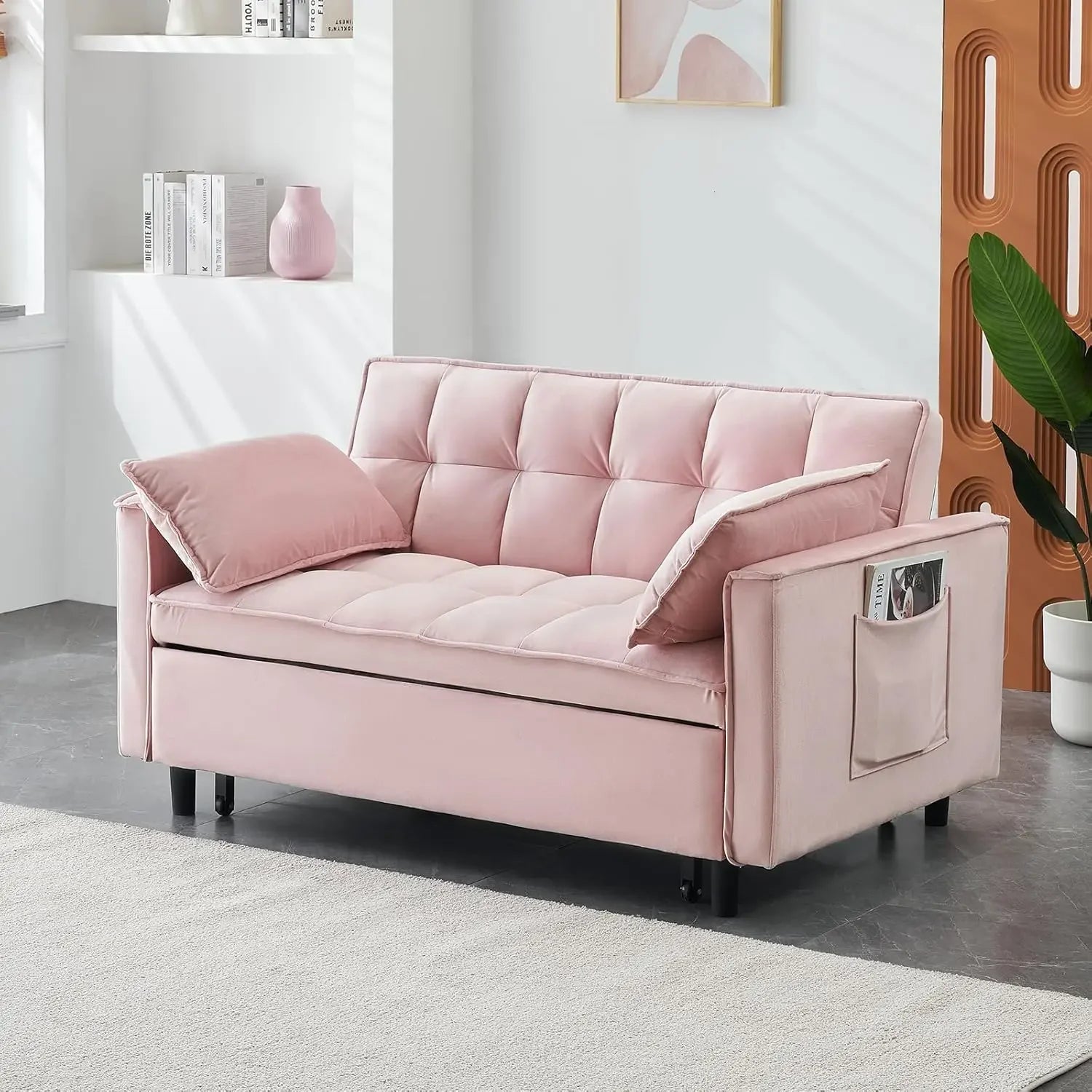 55" 3-in-1 Loveseat Sleeper Sofa Adjustable Reclining Pull Out