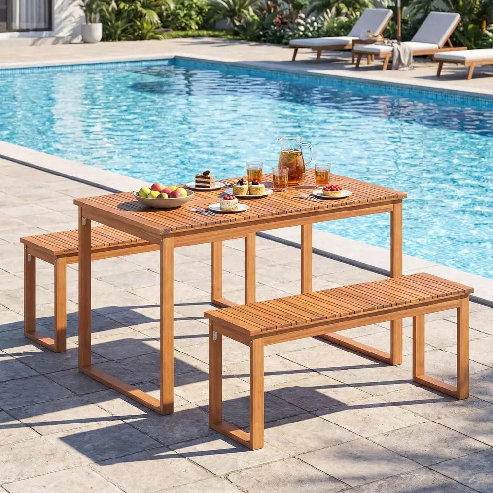 Wood Outdoor Garden Bench Slatted Seat 800 Lbs Capacity