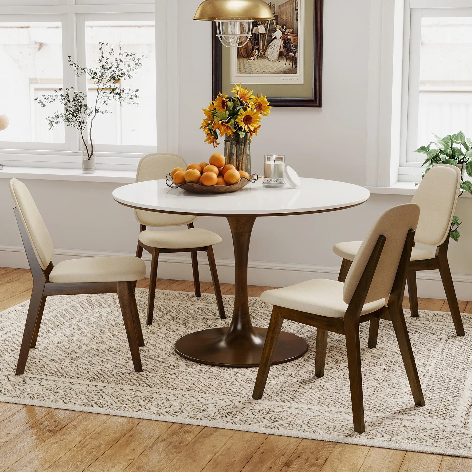 Linen Lined Modern Dining Chair Set