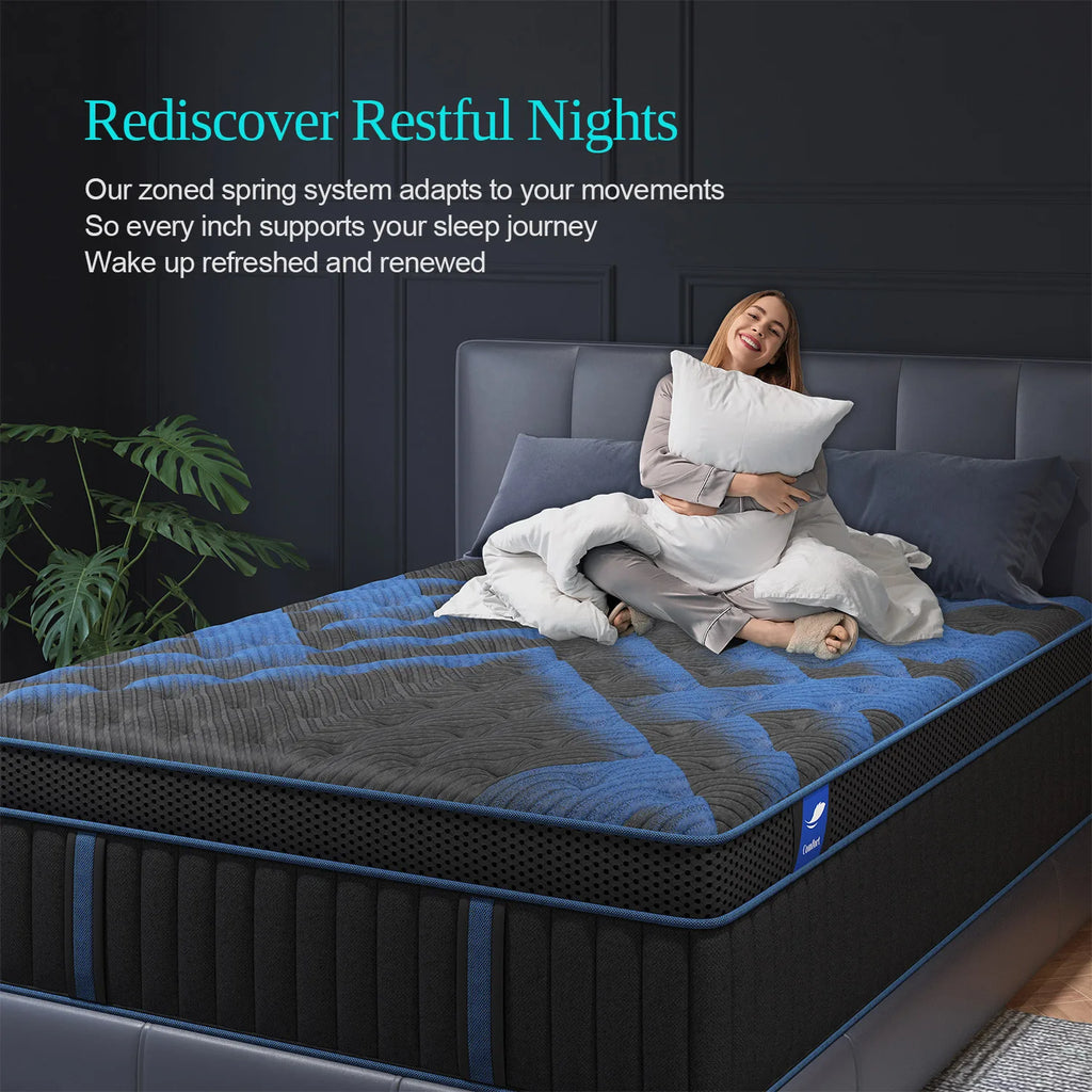 12" Twin/Full/Queen/King Gel Memory Foam Spring Mattress, Med/Firm