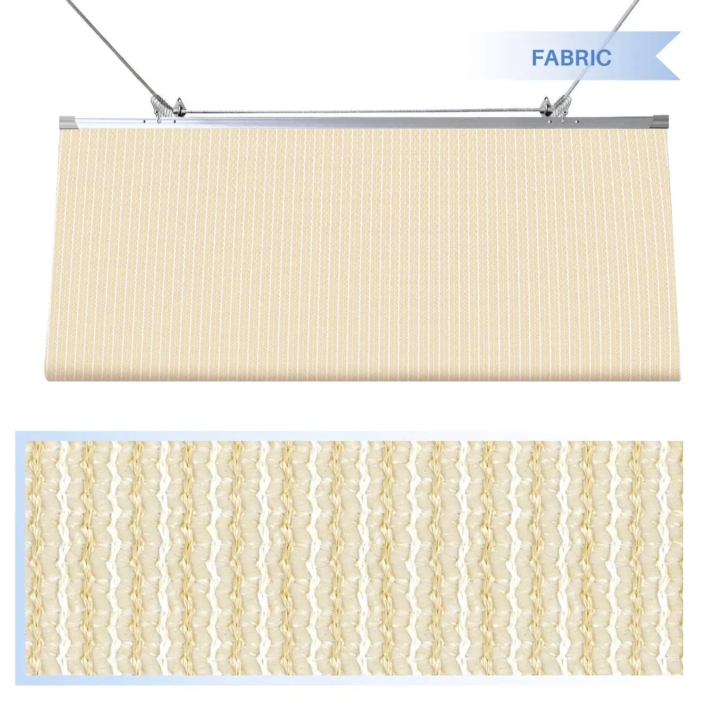 7'Wx20'L Pergola Shade Cover, Retractable Canopy, Wave Sun Shade