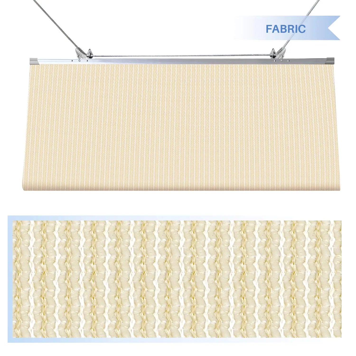 7'Wx20'L Pergola Shade Cover, Retractable Canopy, Wave Sun Shade