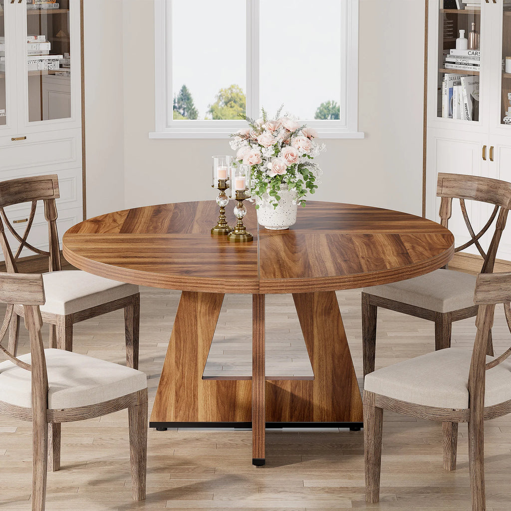 Round Dining Table, 4, 47IN Small Dinner Table