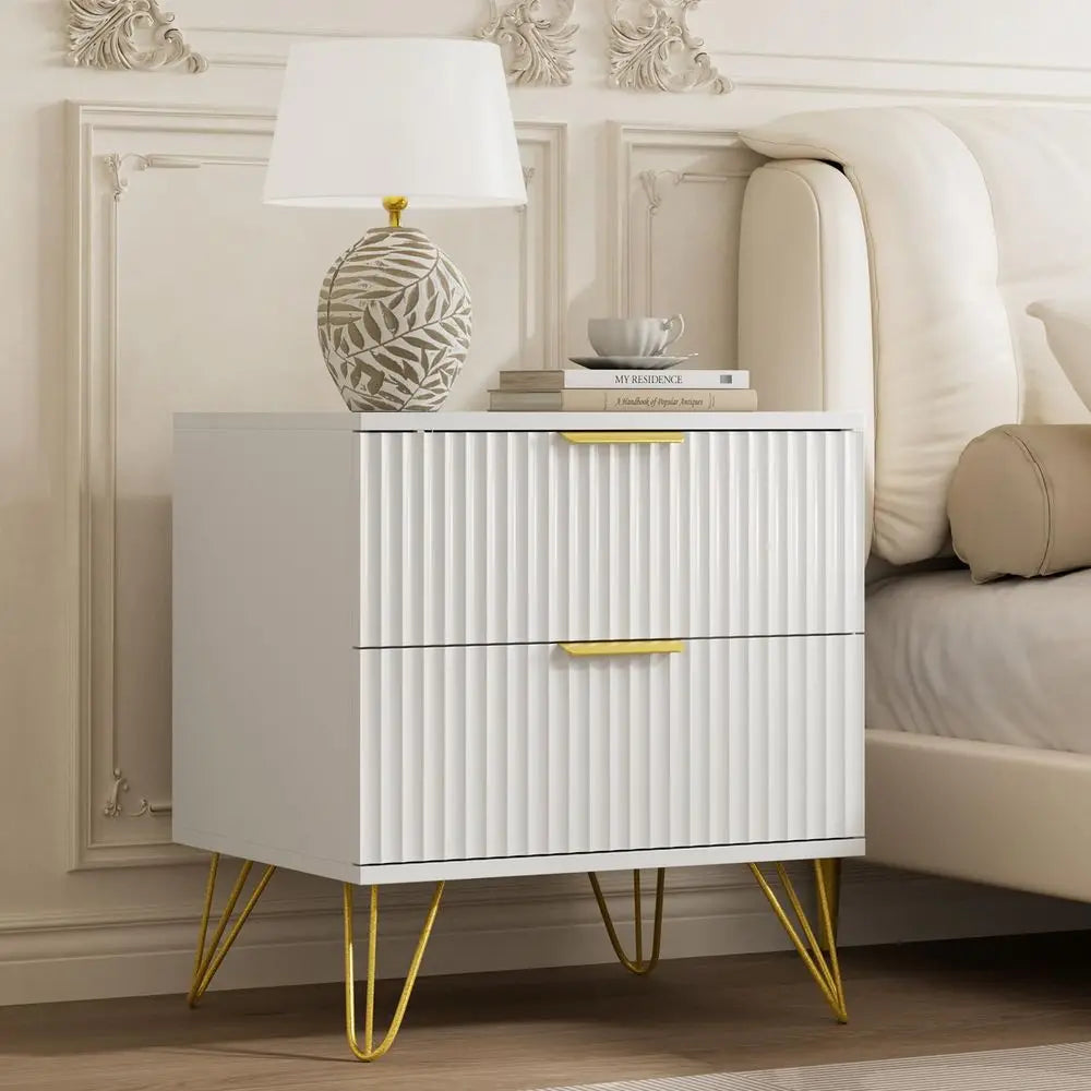 Fluted 3 Piece:  6-Drawer Dresser, (2) 2-Drawer Nightstands