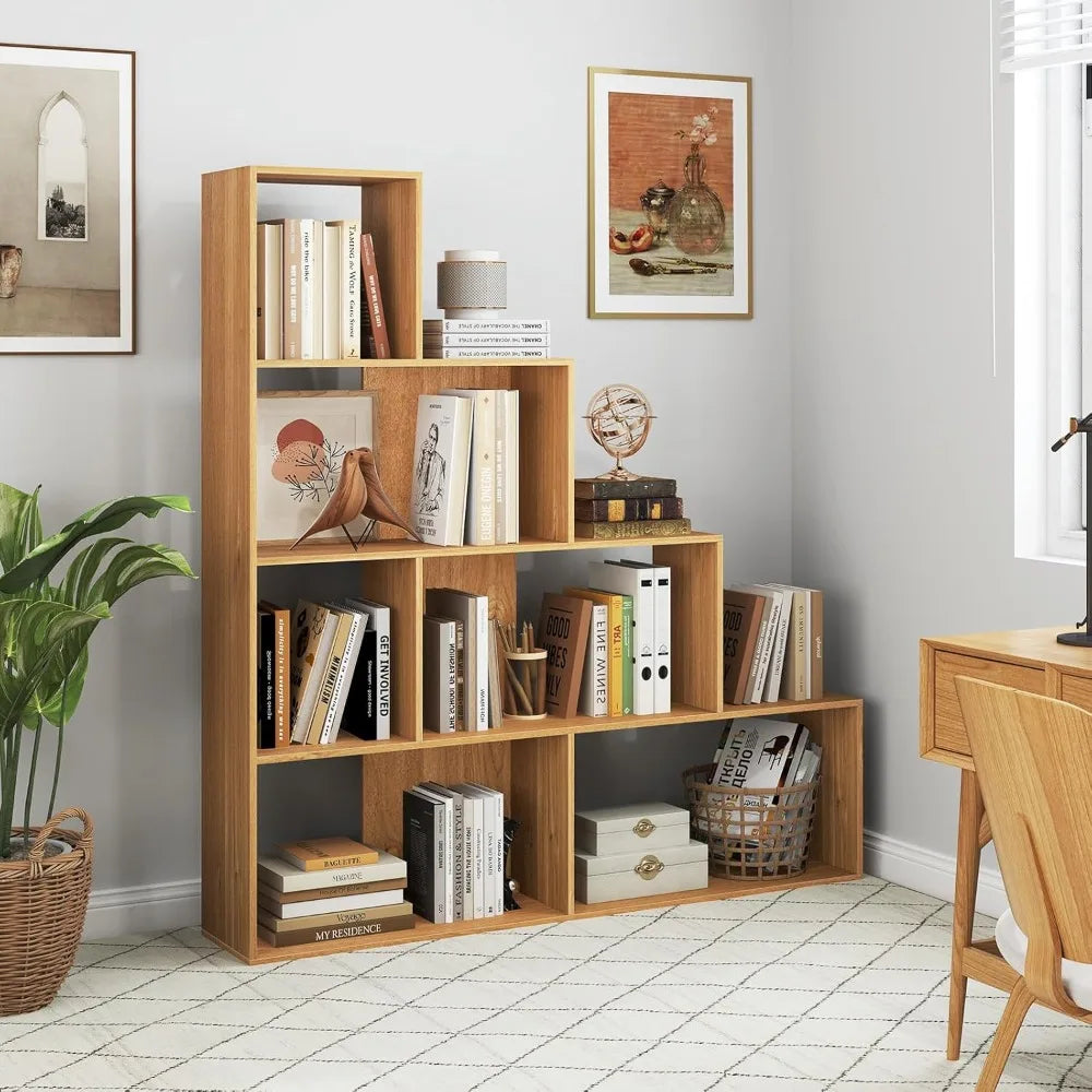 64" Tall, 4-Tier Step Bookshelf, 6 Cubes Ladder Anti-Tipping Kits