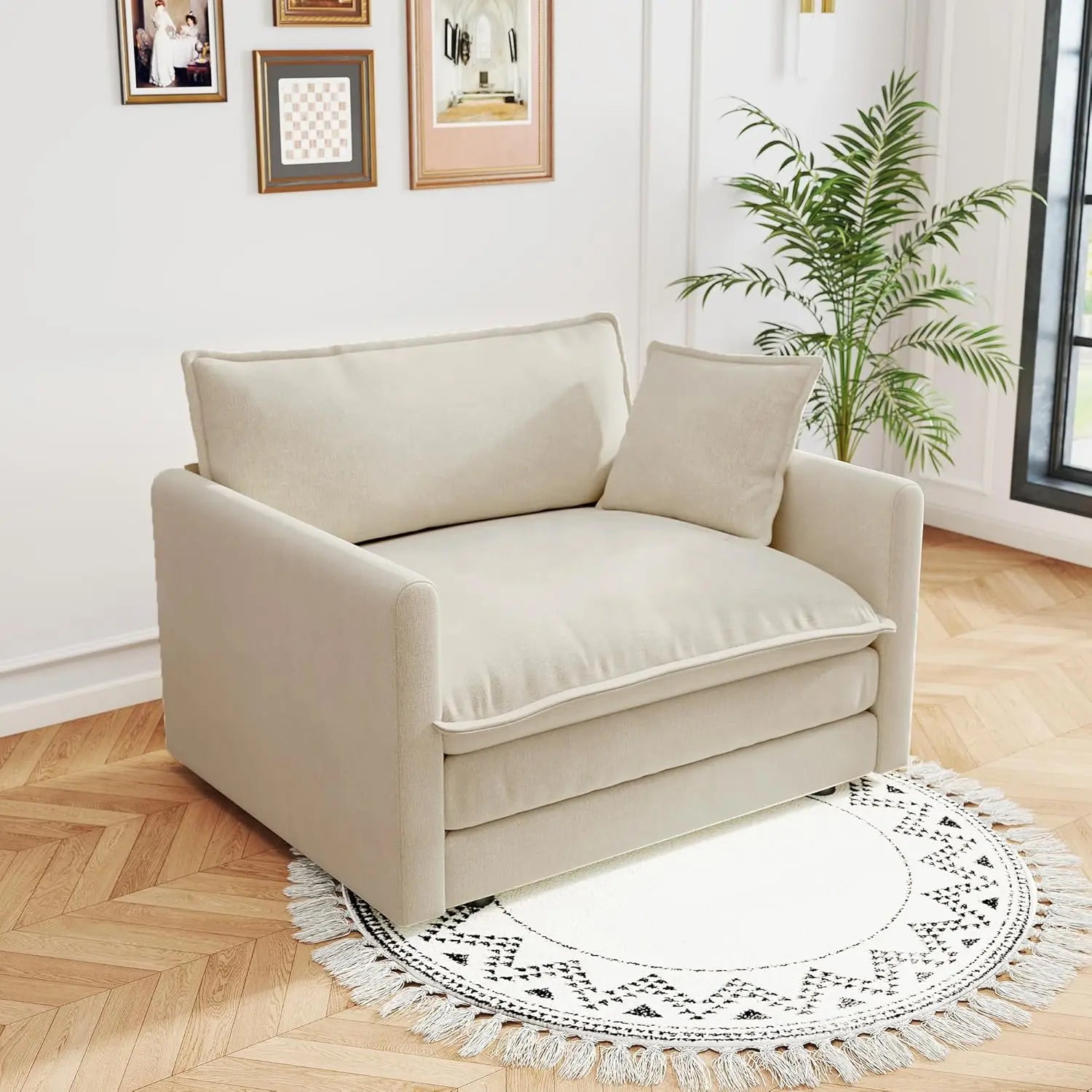 41.4" Sofa Cloud Couch, 1-Seat Chenille Deep Seat Pillow