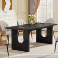 71" Dining Table for 6-8 People with Wood Pedestal Base