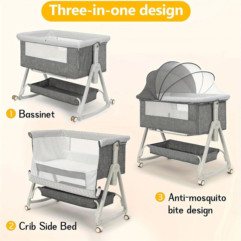 Baby Bassinet, 3-in-1 Bassinet Bedside Sleeper with Wheels