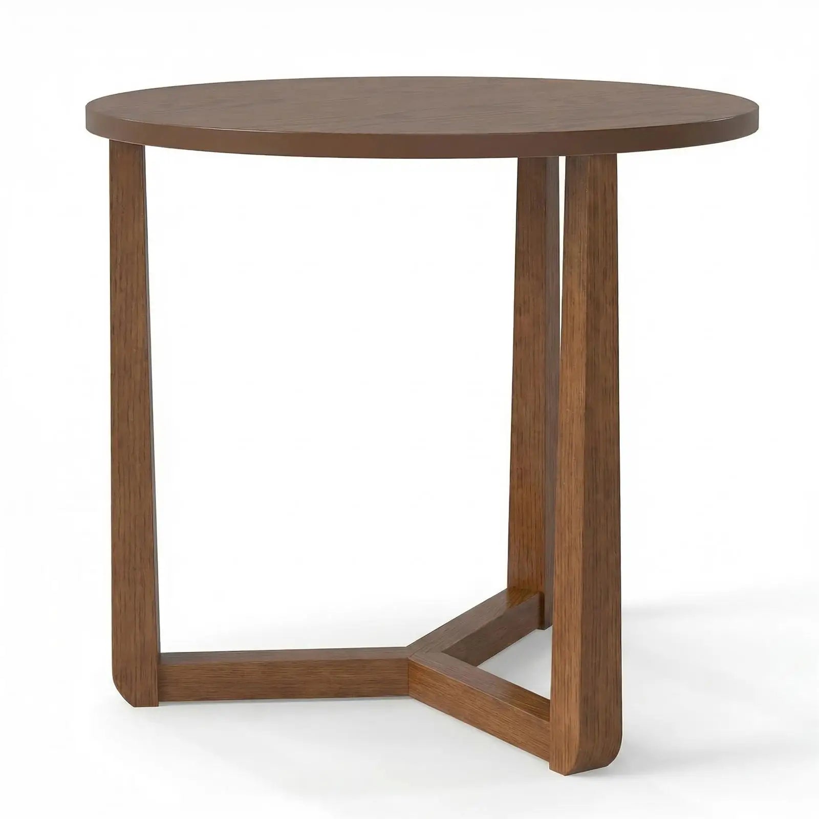 Round Side Table w/ Sturdy Rubber Wood Legs & Triangular Structure