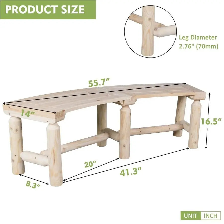 Rustic Log Style Circular Seating 40" Solid Wood Backless Seat