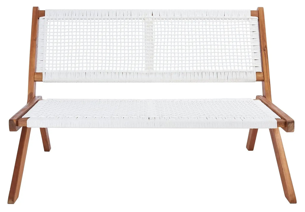 Natural Wood & Rope Foldable Bench Outdoor Patio Garden 48IN