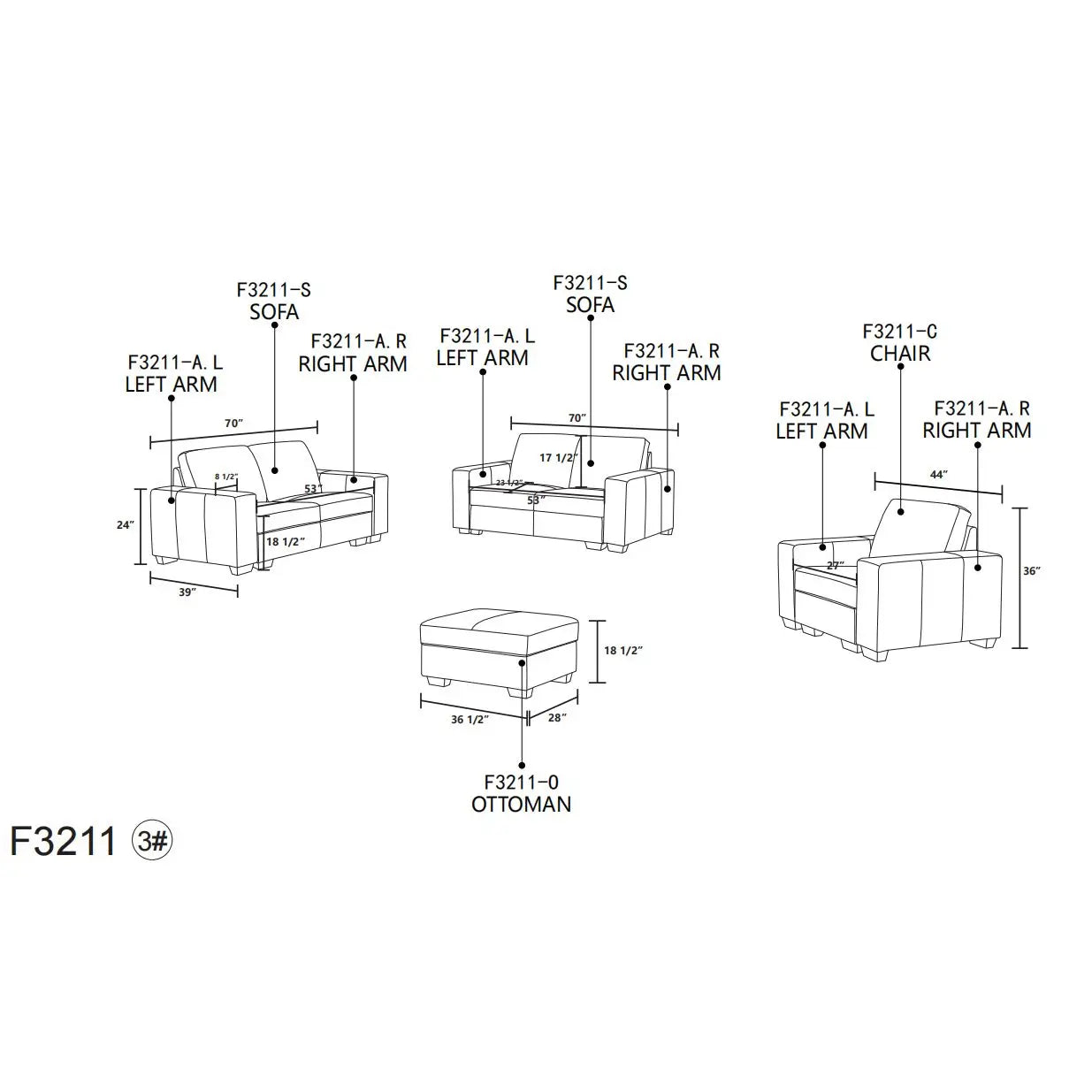 White Genuine Cow Leather 7-Piece Living Room Sofa Set