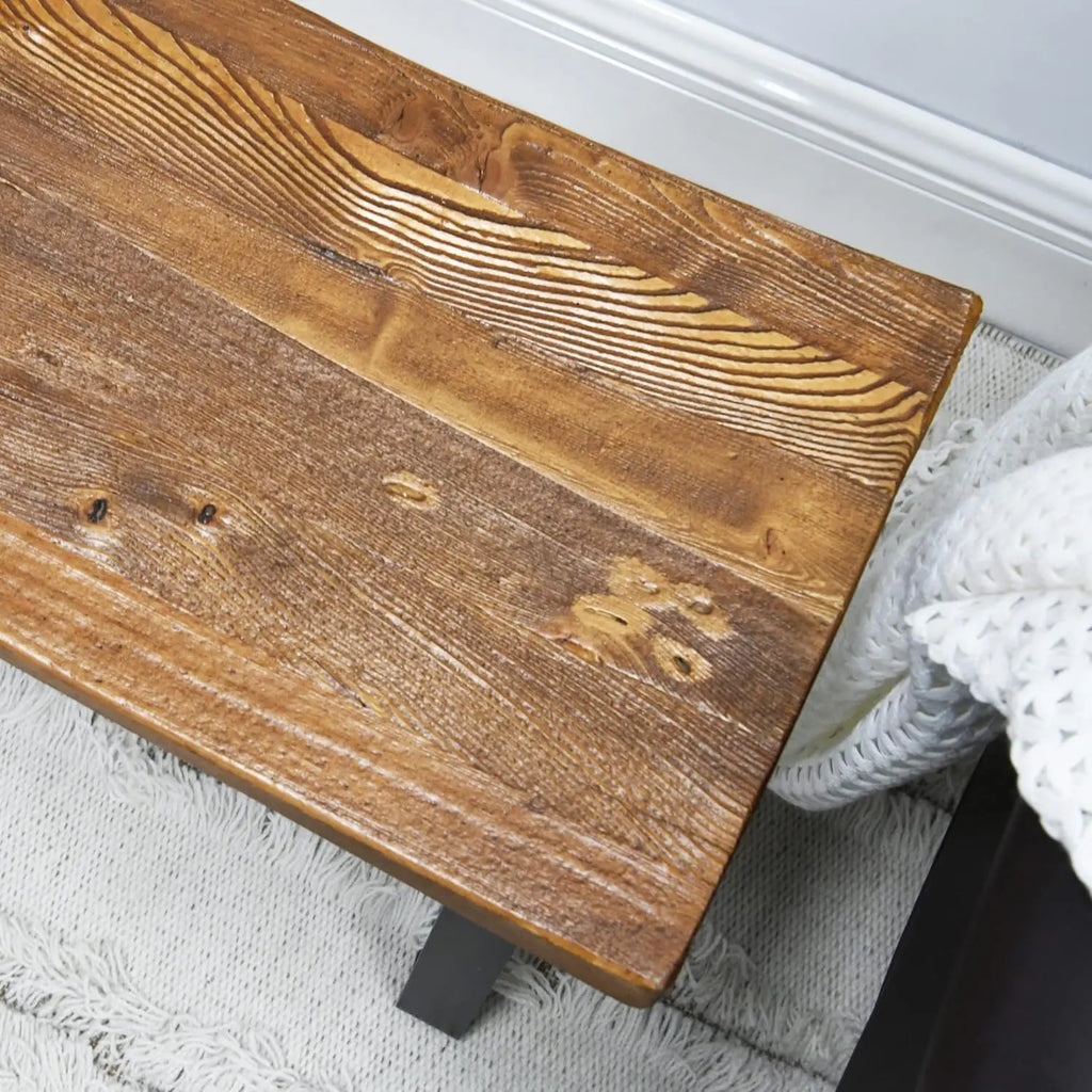 19x12x17 Rustic Solid Wood Bench Side Table Stool, Foot Rest