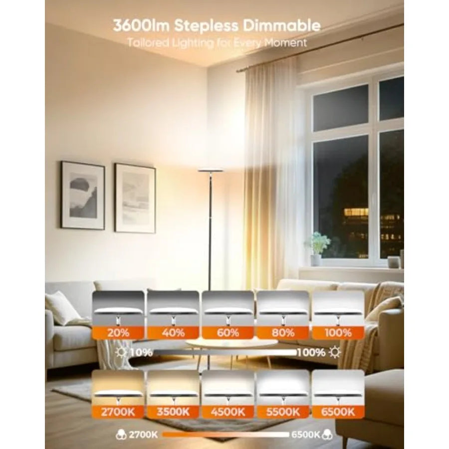 LED Floor Lamp, Remote, Touch Control, 69" Stepless Dimmable Torchiere