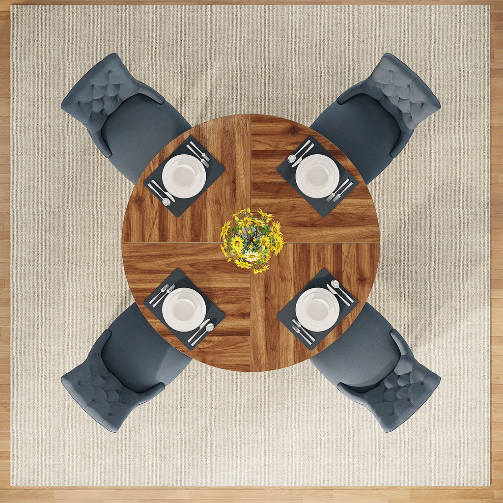 Round Dining Table, 4, 47IN Small Dinner Table