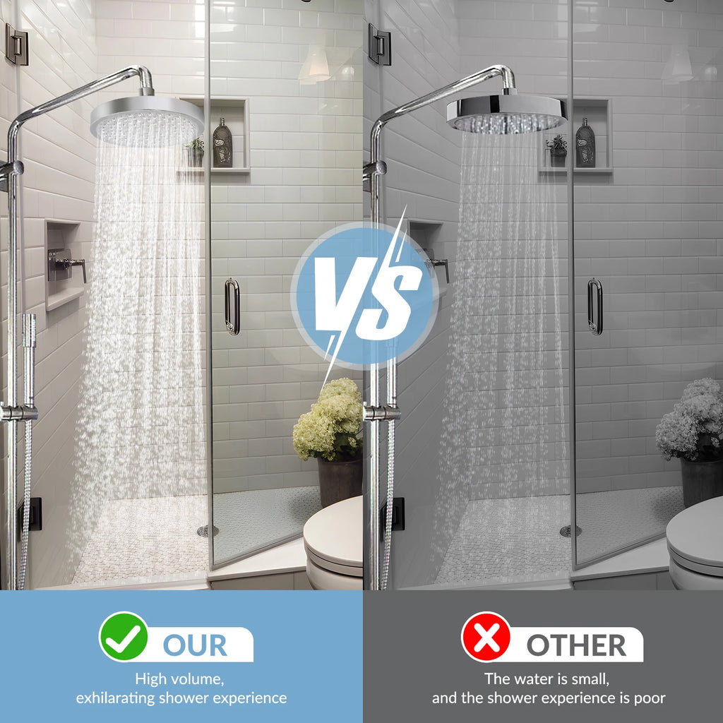 High Pressure Rain Showerhead, 360deg Rotation Stainless 6" Wall Mounted