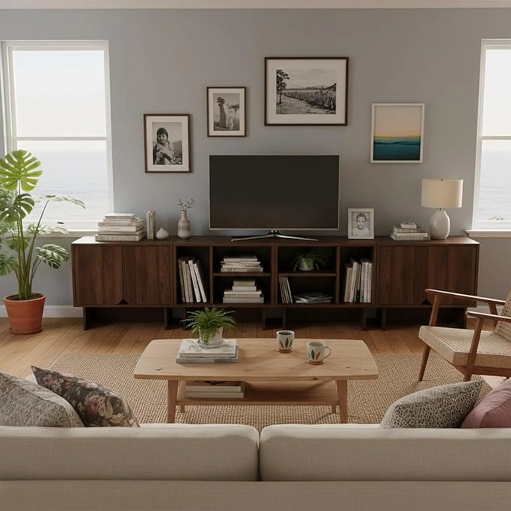 Entertainment Center for Up to 100in TV, Storage, Adjustable Shelves,  4 Pieces