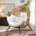 Oversized Wicker Patio Lounge Chair, Egg Chair, PE Rattan, Cushion