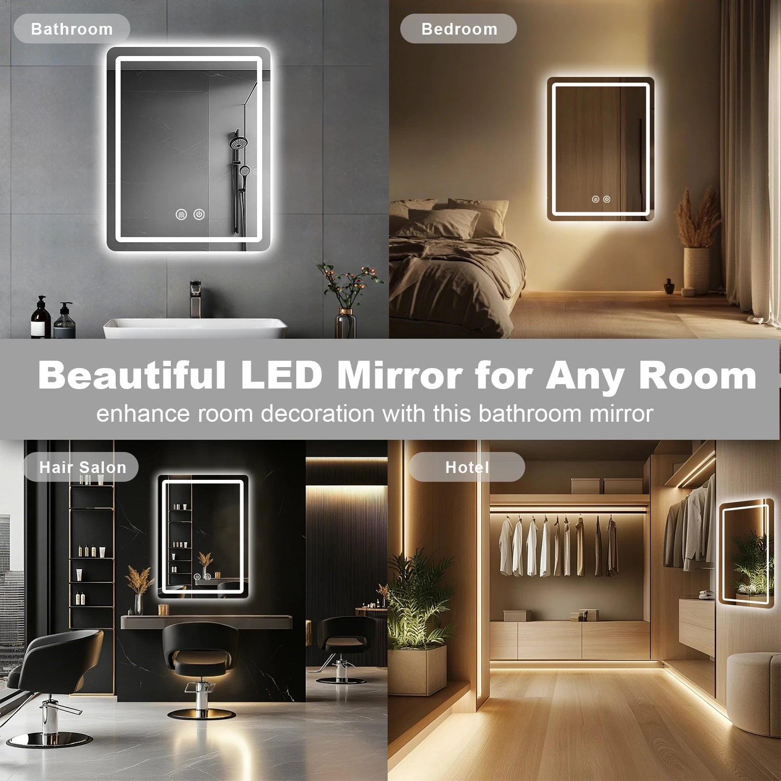 20x28 inch LED Mirror Vanity Backlit Lights DeFogging with Demister