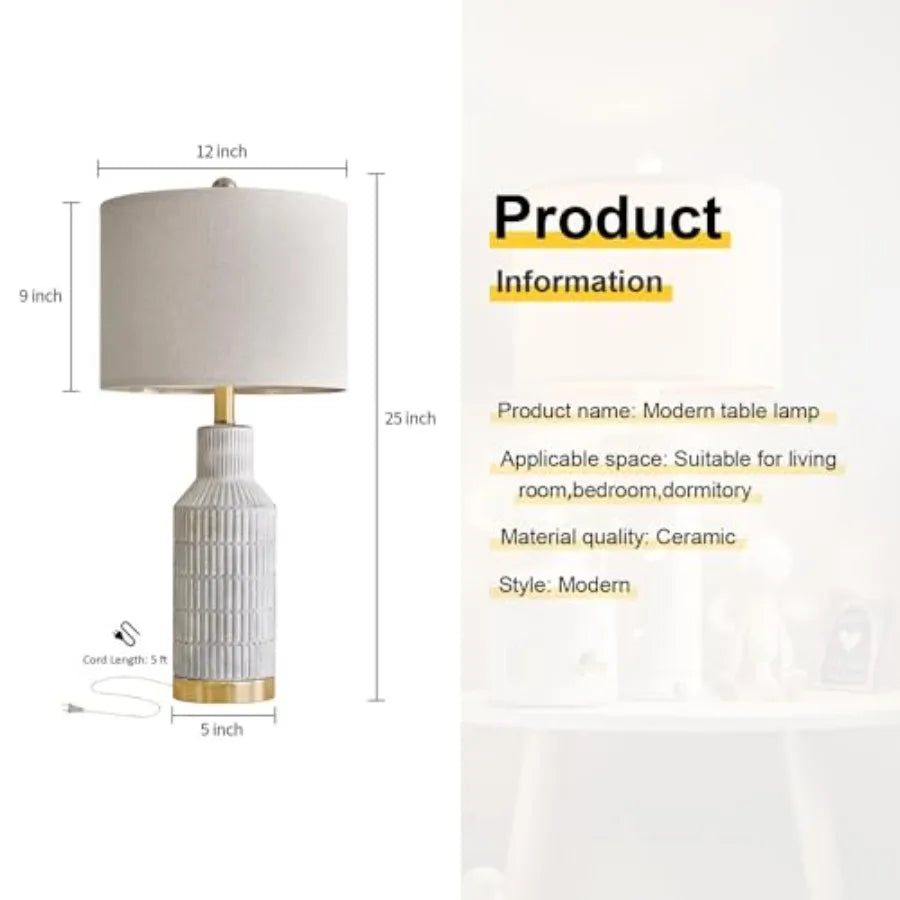 25"  Ceramic Table Lamps, Set-of-2 Bedside Lamps