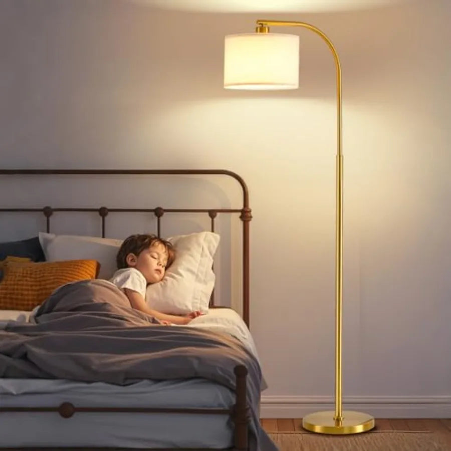 65" Tall Floor Lamp Modern Standing w/9W LED Bulb, Fabric Shade