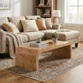 Burl Veneer Wood Coffee Table With Curved Edges