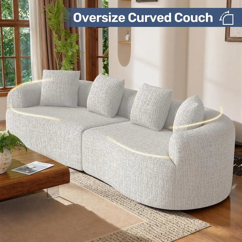No-Assembly Cloud Curved Sectional Sofa, Oversized Deep Seating