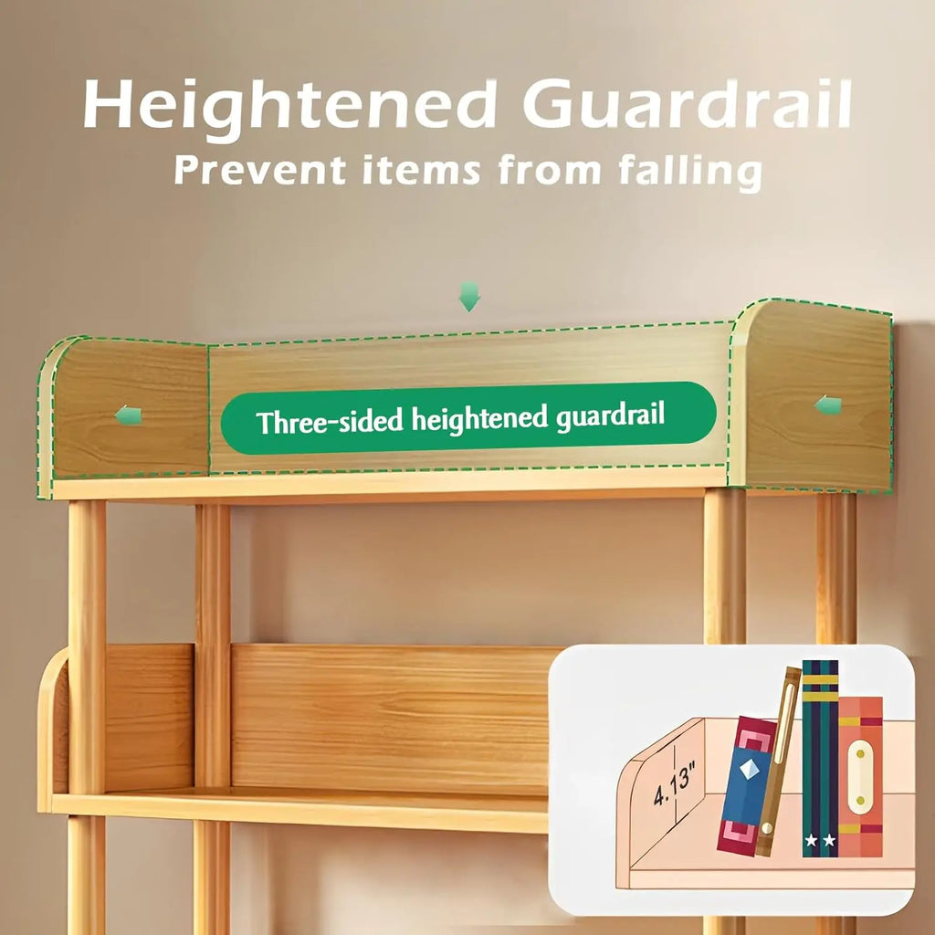 3-Tier Wooden Open Bookcase with Solid Wood Frame.