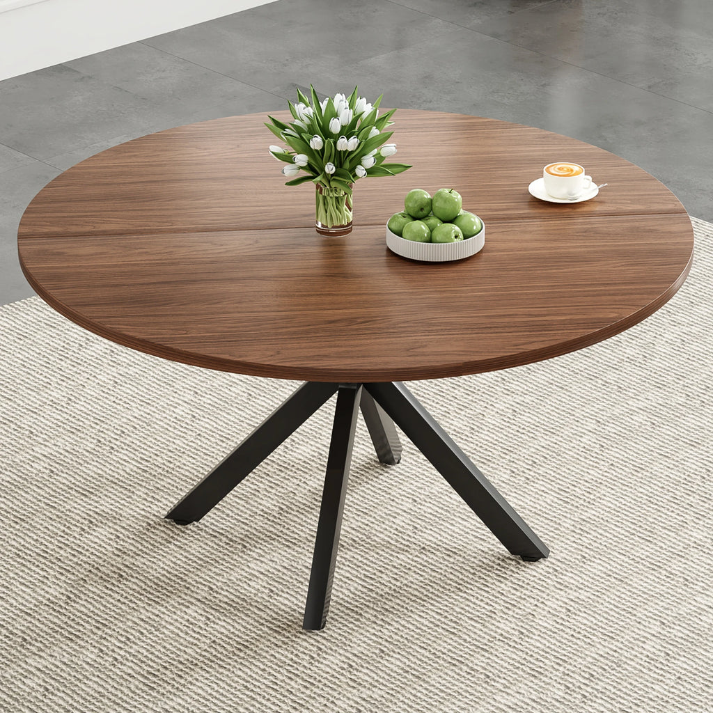 47.2" Solid Wood Farmhouse Round Dining Table for 4-6 People