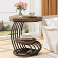 Round End Side Table:   2 Tiers Shelves, Vintage End Table
