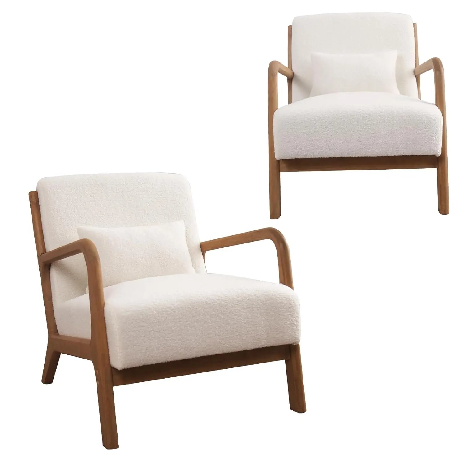 Mid-Century Modern Accent Chair Upholstered with Waist Cushion
