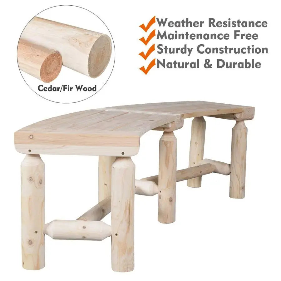 Rustic Log Style Circular Seating 40" Solid Wood Backless Seat
