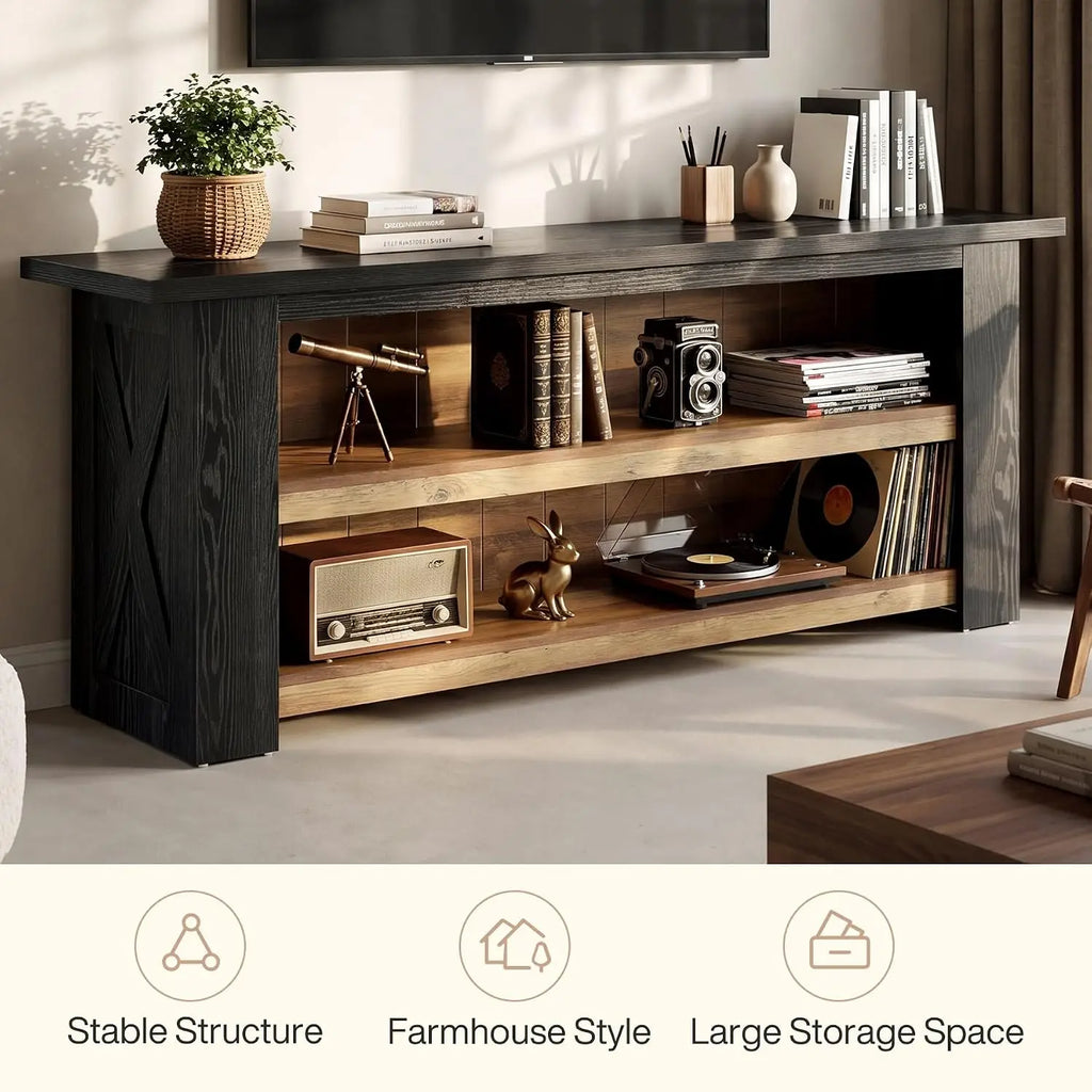 65IN Farmhouse Entertainment Center, Storage Cabinet