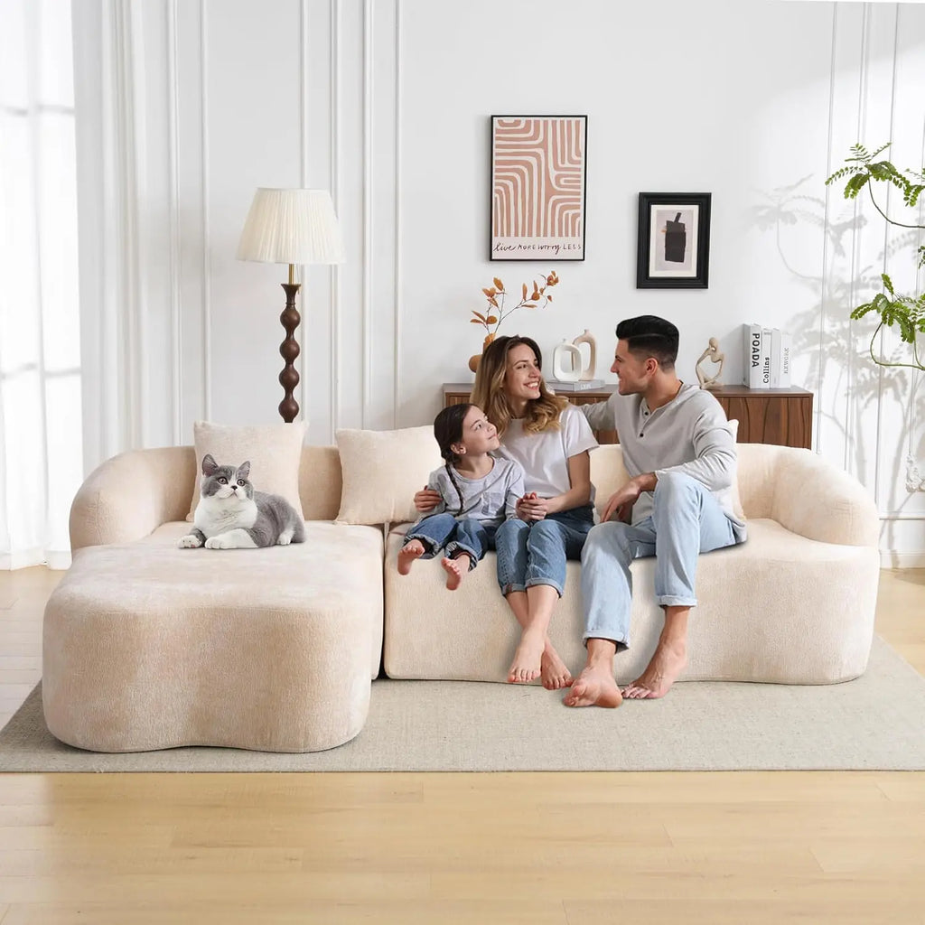 104.7”  Chenille Oversized Boneless Curved Cloud Sectional Sofa, Chaise Lounge