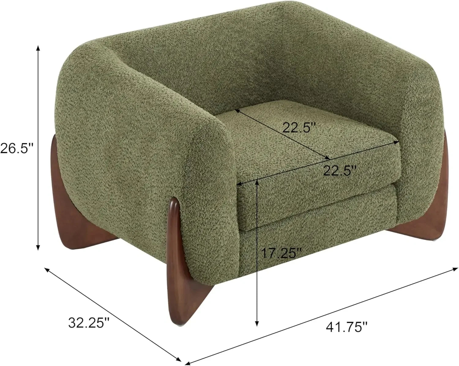 Boucle Fabric Upholstered Club Chair, Relaxing Chair w/Removable Seat Cushion