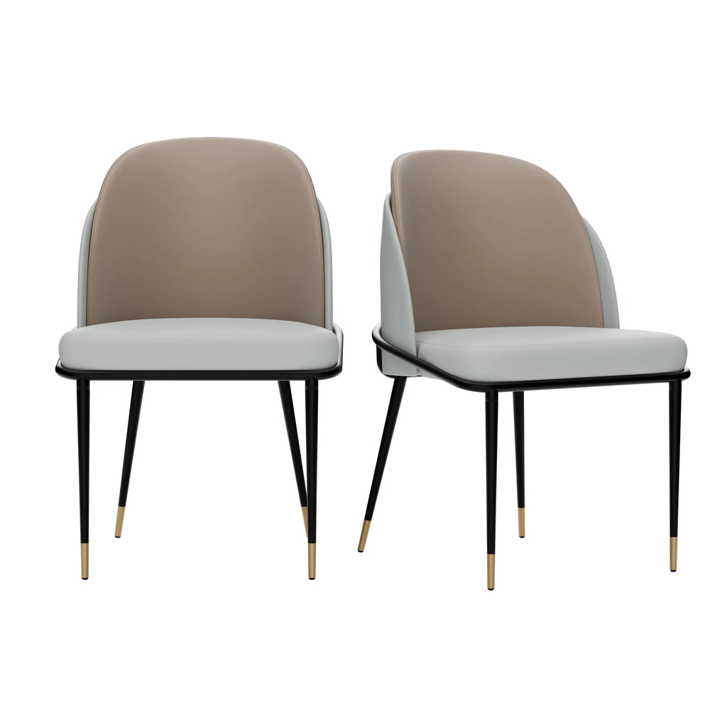 Luxurious Upholstered Dining Chairs Set, Microfiber Silicone Leather, 2 Colors