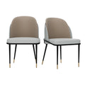 Luxurious Upholstered Dining Chairs Set, Microfiber Silicone Leather, 2 Colors