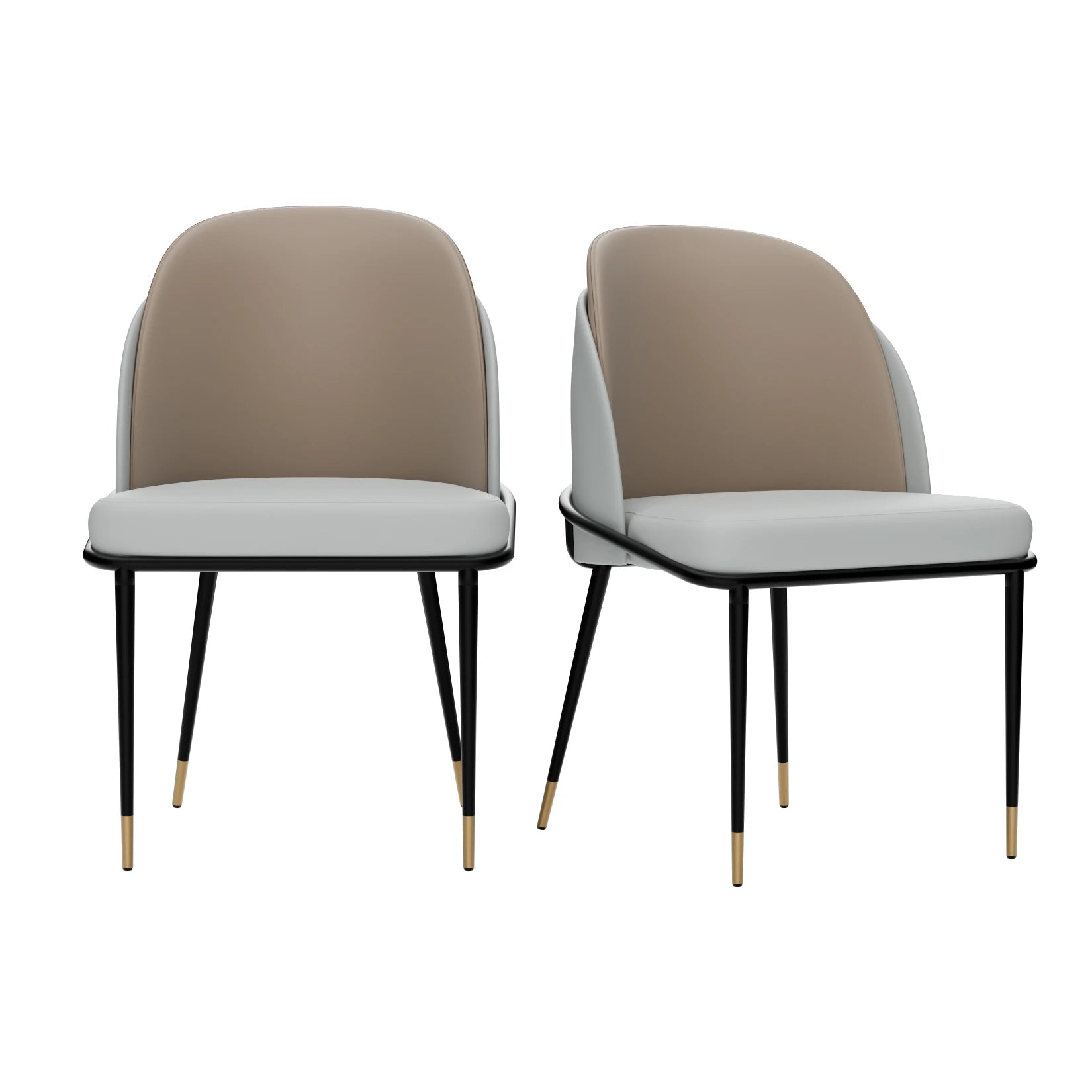Luxurious Upholstered Dining Chairs Set, Microfiber Silicone Leather, 2 Colors