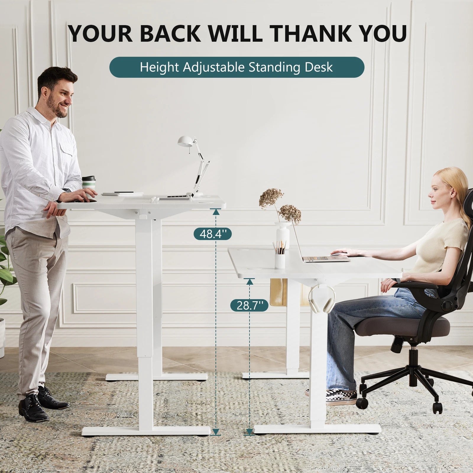 JHK 63INx24IN Electric Ergonomic Height Adjustable Standing/Sitting Desk