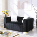 63'' Velvet 2-Seater Loveseat Metal Base Legs 2 Pillows