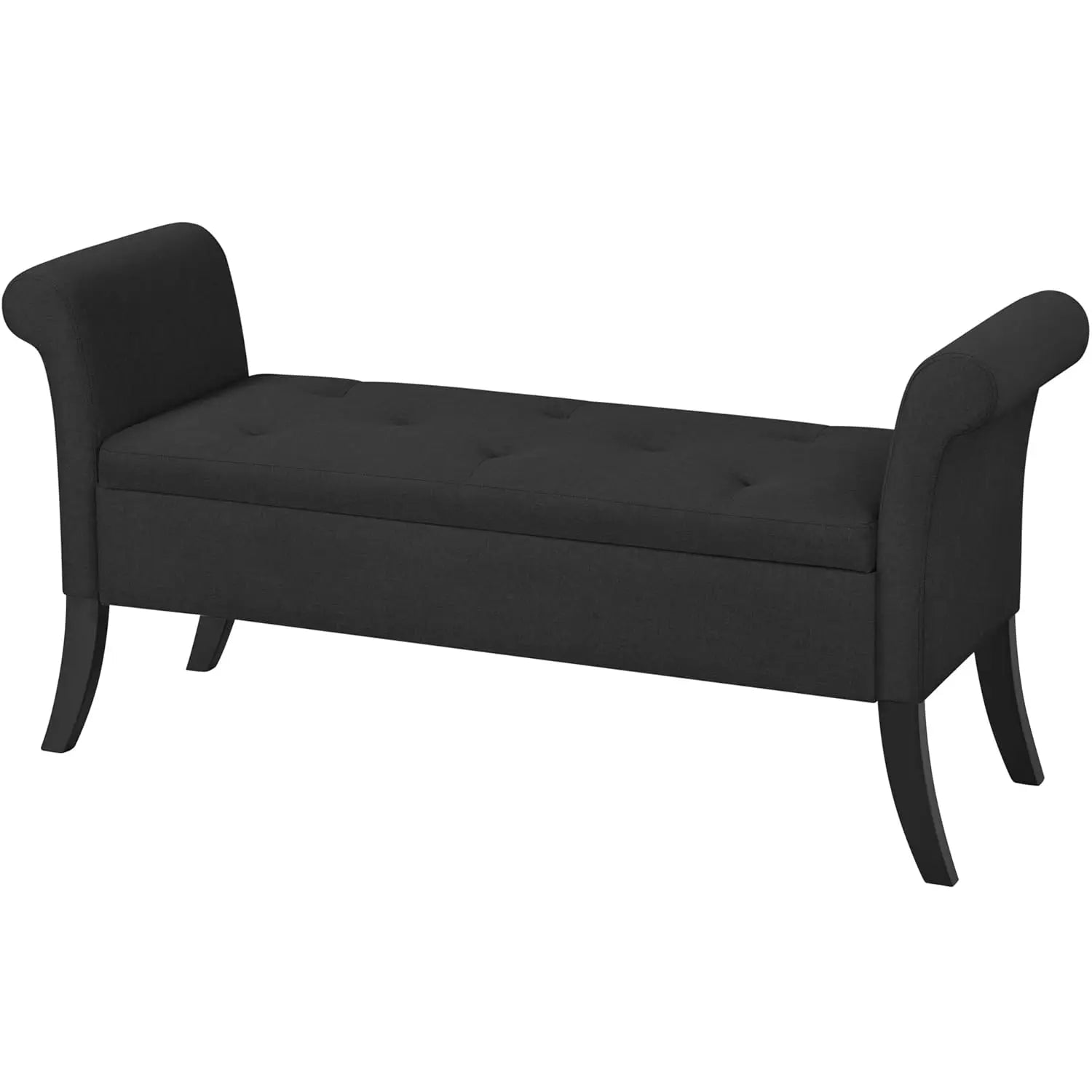 Storage Bench Leather Rolled Arms White