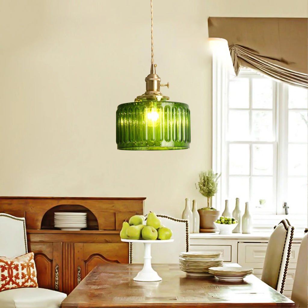 LED Crystal Pendant Light Green Chandelier Modern Hanging Ceiling Lamp